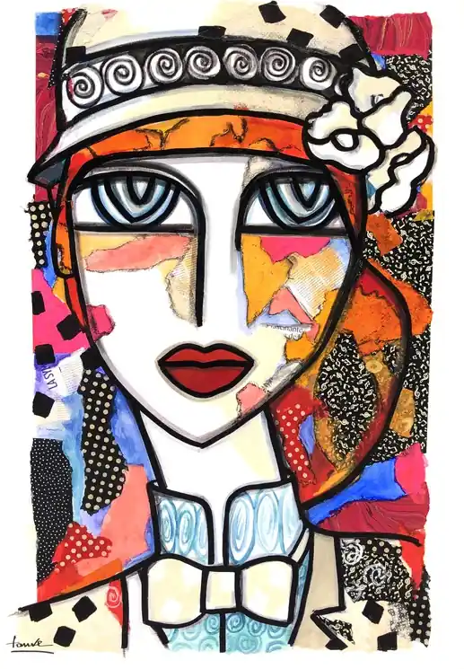 ▷ Séduction by Martine Fauve Dechavanne, 2023 | Collage Painting Hassle-Free Returns