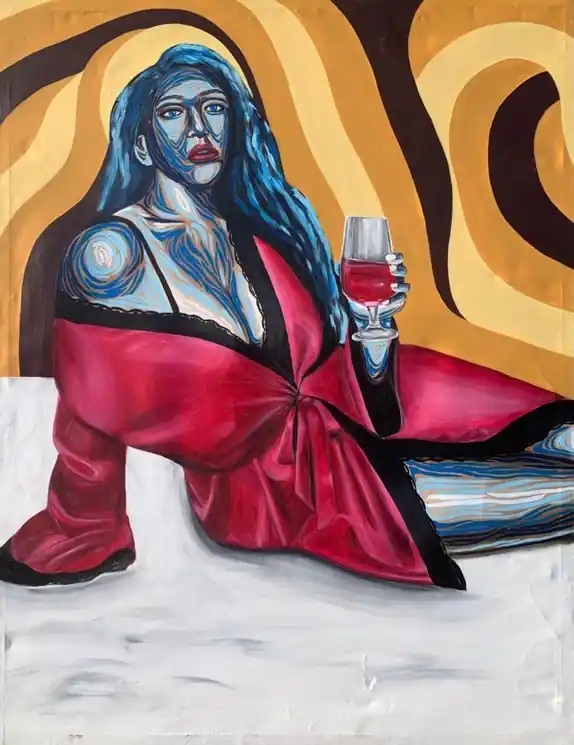 Authentic ▷ Mellow Out - 21st Century, Contemporary, Figurative, Portrait, Modern, Women by Michael Mensah, 2024 | Acrylic Painting
