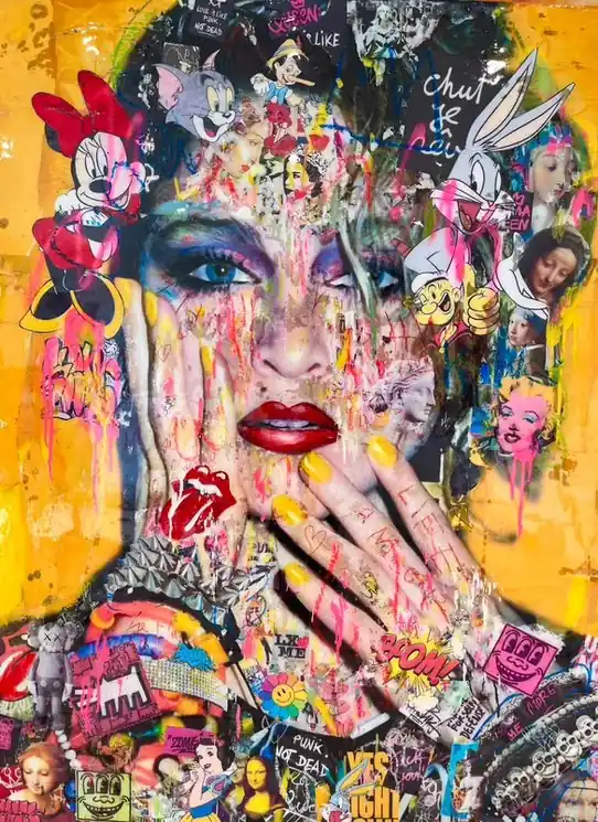 Best Choice ▷ Madonna sur fond Jaune by Maria De Campos, 2021 | Mixed Media Painting