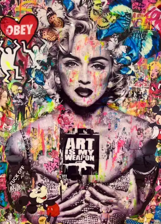 ▷ Madonna art is my weapon by Maria De Campos, 2022 | Mixed Media Painting Cheap