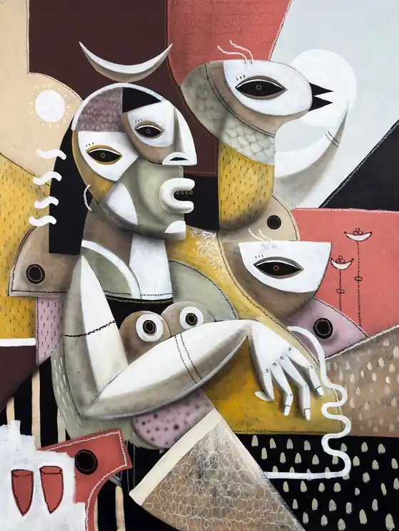 Fan Favorite ▷ Le pharaon et l'oiseau (XXL) by Skepa, 2025 | Mixed Media Painting