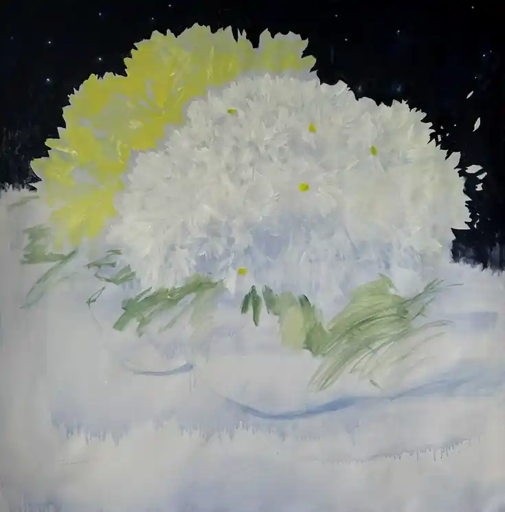 Warranty Included ▷ Midnight Bloom by Olena Kishkurno, 2025 | Acrylic Painting