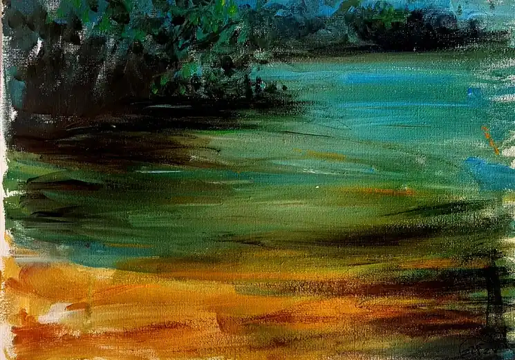 ▷ Au Bord Du Lac by Priscilla Vettese, 2025 | Acrylic Painting Budget