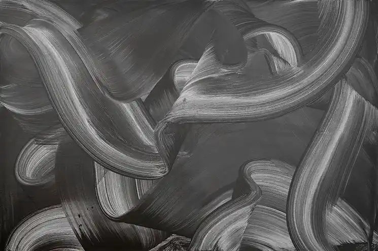 ▷ Monochrome flowing rhythm by Nikolaos Schizas, 2025 | Acrylic Painting Direct From Manufacturer