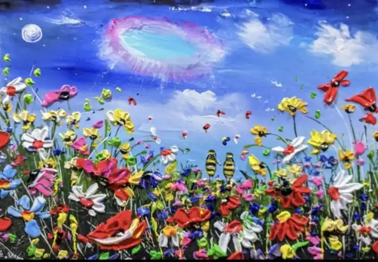 Price Cut ▷ Bee World by Evelina Vine, 2024 | Acrylic Painting