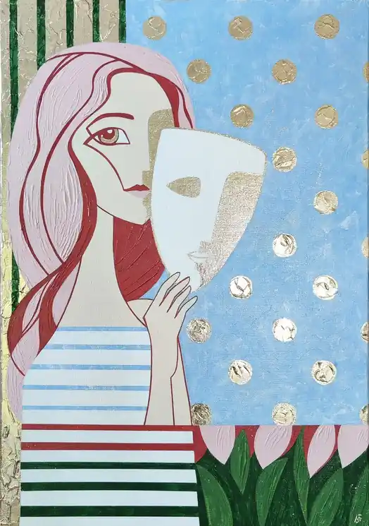 Free Returns ▷ Self portrait by Yulia Belasla, 2022 | Acrylic Painting