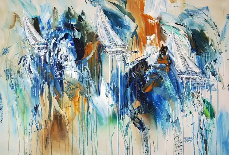 ▷ Stormy sailing XL 2 by Peter Nottrott, 2025 | Acrylic Painting Best Choice