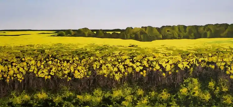 ▷ Golden Canola Field by Vera Hoi, 2024 | Acrylic Painting Clearance