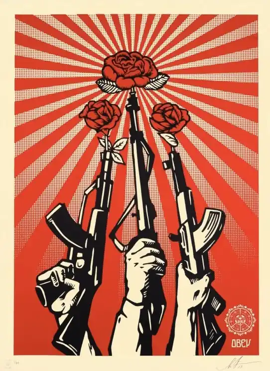 ▷ Guns and Roses (Large format) by Shepard Fairey (Obey), 2019 | Screen print Fast Shipping