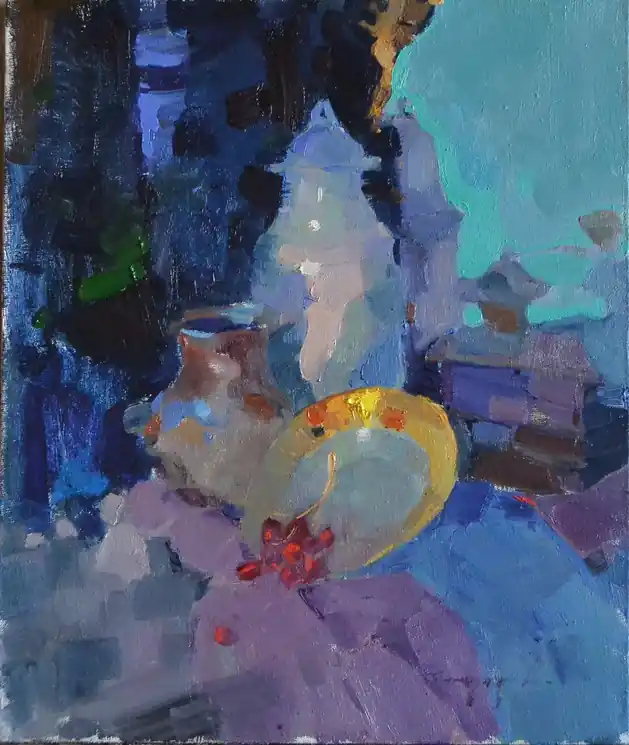 ▷ Still life with a yellow plate by Alexander Shandor, 2017 | Oil Painting for Sale Affordable