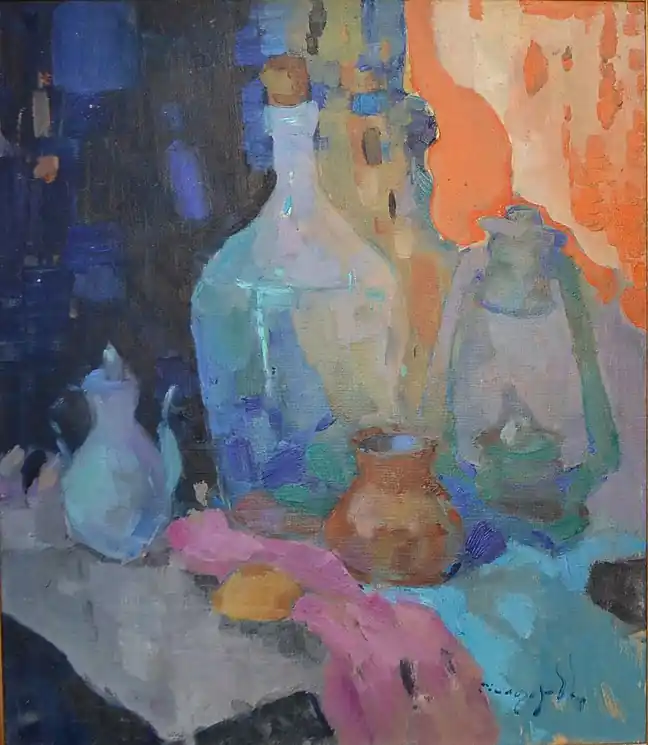 ▷ Bottle and lamp by Alexander Shandor, 2017 | Oil Painting for Sale Direct From Factory