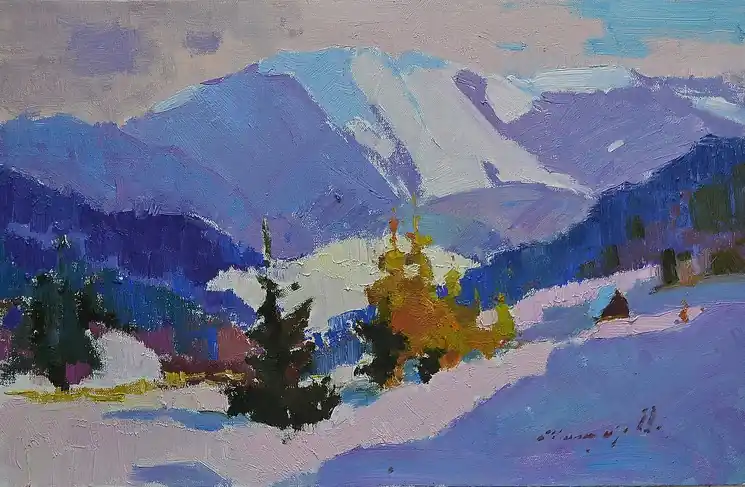 ▷ Fabulous winter _ oil on canvas on cardboard by Alexander Shandor, 2022 | Oil Painting for Sale Buy Online