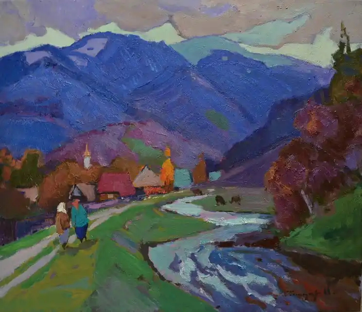 ▷ Village edge by Alexander Shandor, 2021 | Canvas Painting Luxury