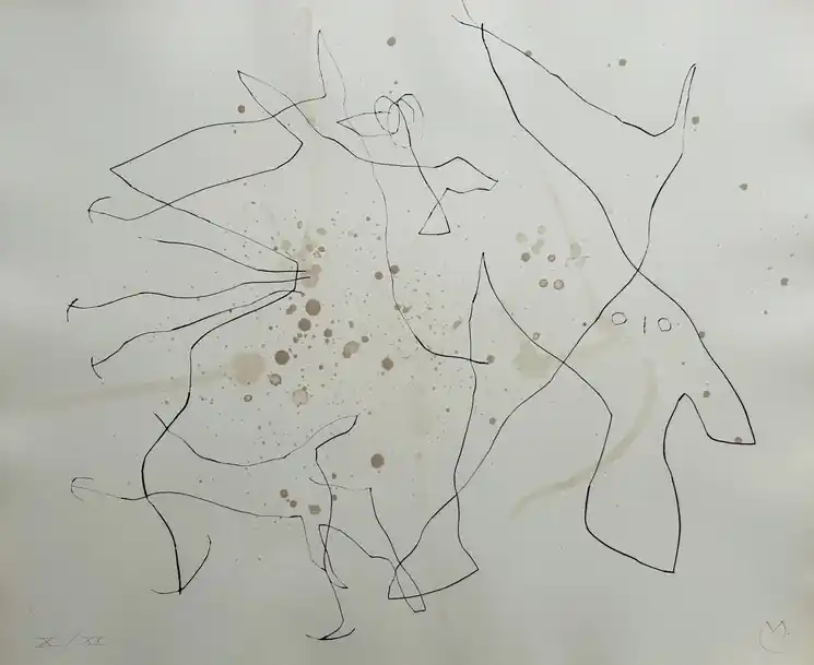Authentic ▷ Flux de l'aimant by Joan Miró, 1964 | Dry Point Print
