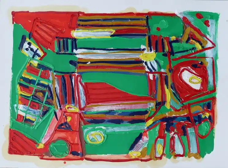 Money Back Guarantee ▷ Man in the fields by Karl-Karol Chrobok, 2018 | Collage Painting