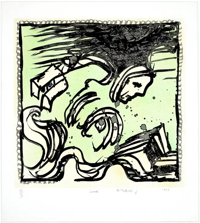 ▷ Lundi ((Une bonne semaine) by Pierre Alechinsky, 1998 | Lithographs Holiday Sale