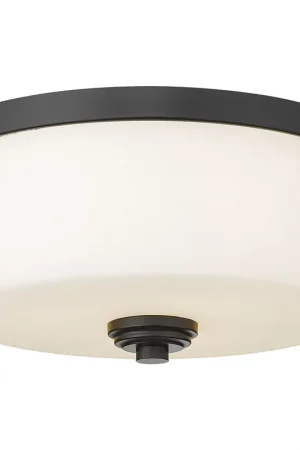Price Cut Arlington 3 Light 14 inch Matte Black Flush Mount Ceiling Light