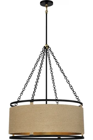 Windward Passage 6 Light 27 inch Coal And Soft Brass Pendant Ceiling Light Popular