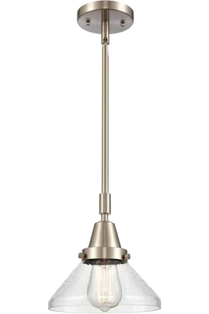 Exclusive Offer Franklin Restoration Caden LED 8 inch Brushed Satin Nickel Mini Pendant Ceiling Light in Seedy Glass