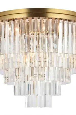 Direct From Factory Sydney 17 Light 32 inch Satin Gold Flush Mount Ceiling Light in Clear