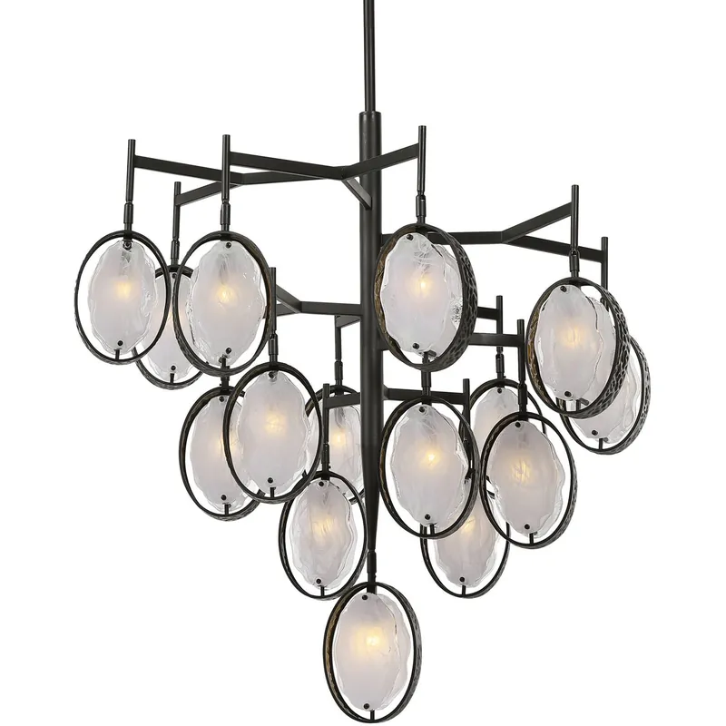 Shop Now Maxin 15 Light 36.25 inch Dark Hammered Bronze with Golden Interior Chandelier Ceiling Light, Large