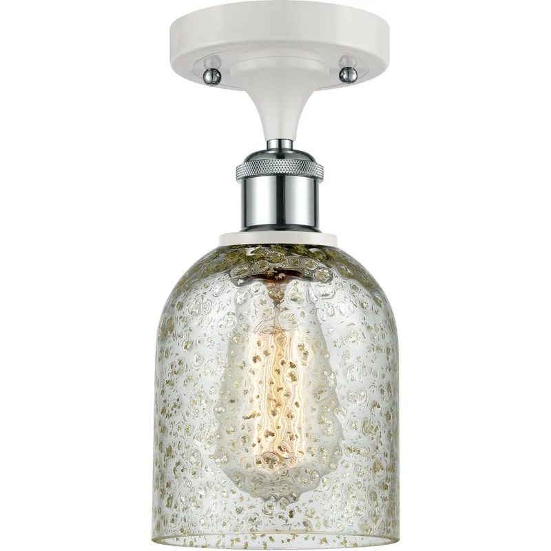 Buy Direct Ballston Caledonia LED 5 inch White and Polished Chrome Semi-Flush Mount Ceiling Light in Mica Glass, Ballston