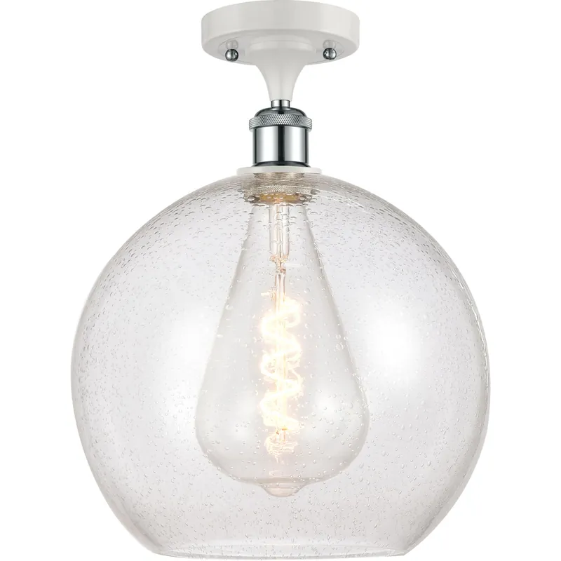Ballston Athens 1 Light 12 inch White and Polished Chrome Semi-Flush Mount Ceiling Light in Seedy Glass Clearance