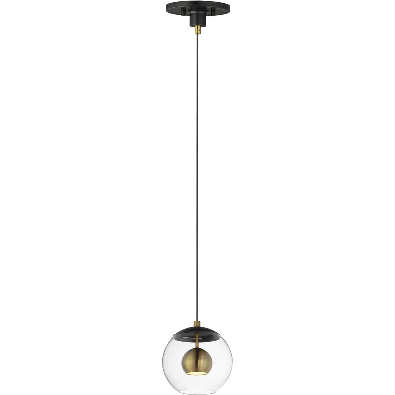 Best Choice Nucleus LED 7 inch Black and Natural Aged Brass Single Pendant Ceiling Light