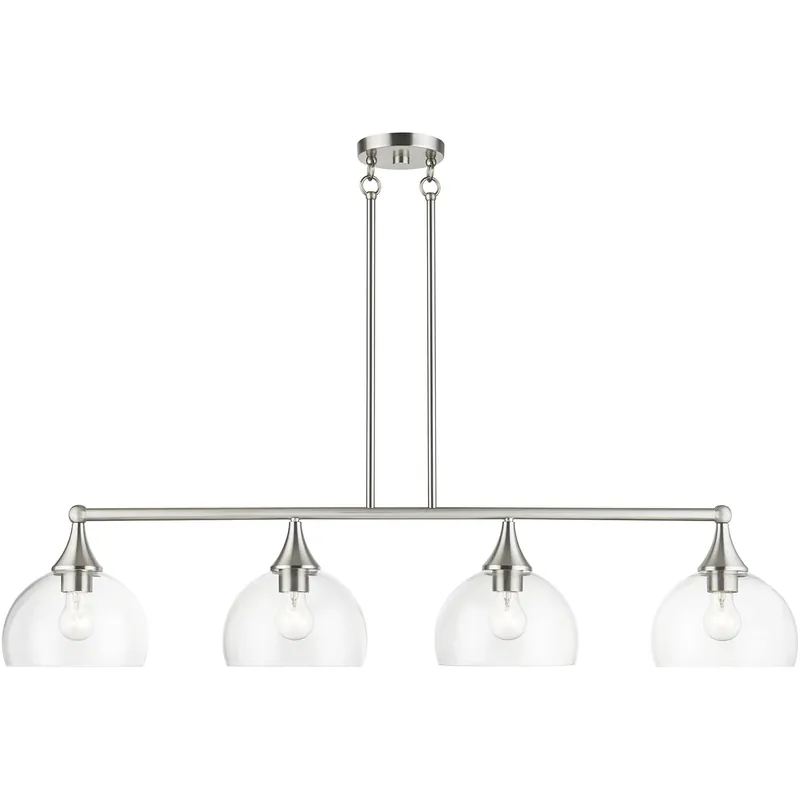 Trusted Brand Glendon 4 Light 8.25 inch Brushed Nickel Large Linear Chandelier Ceiling Light