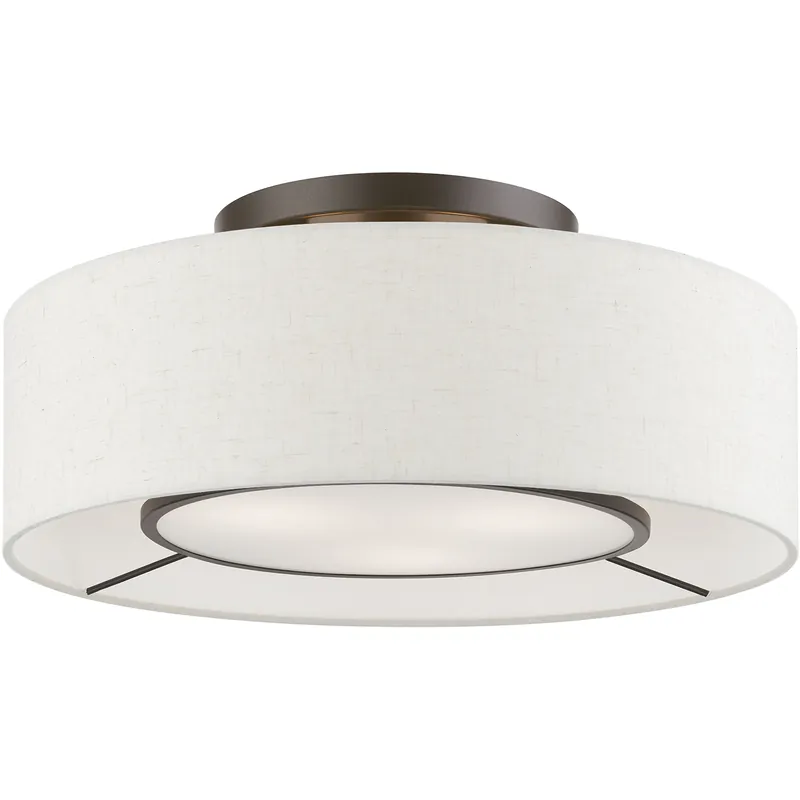 Ellsworth 3 Light 17 inch English Bronze Semi-Flush Ceiling Light Save Now