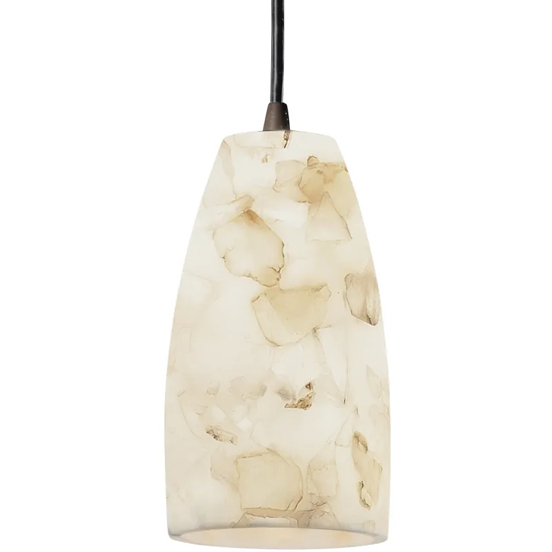 Deal Alabaster Rocks 1 Light 4 inch Dark Bronze Pendant Ceiling Light in White Cord, Tall Tapered Cylinder, Incandescent