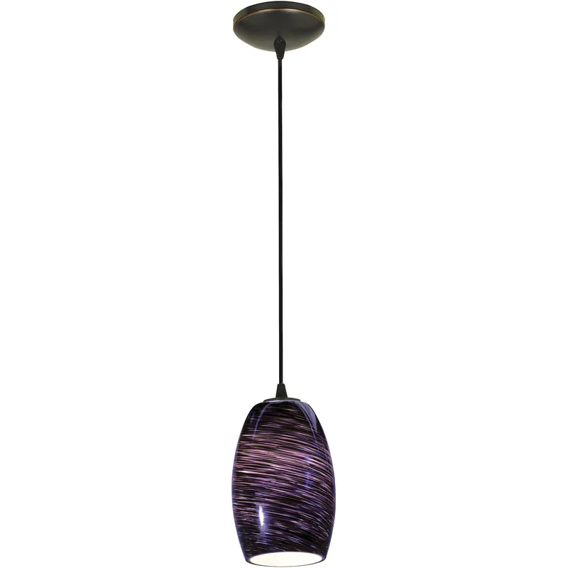 Chianti LED 4.75 inch Oil Rubbed Bronze Pendant Ceiling Light in Purple Swirl Genuine