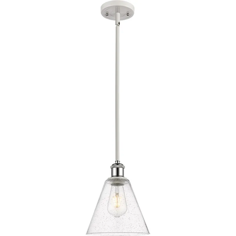 Ballston Cone 1 Light 8 inch White and Polished Chrome Mini Pendant Ceiling Light in Seedy Glass Price Drop