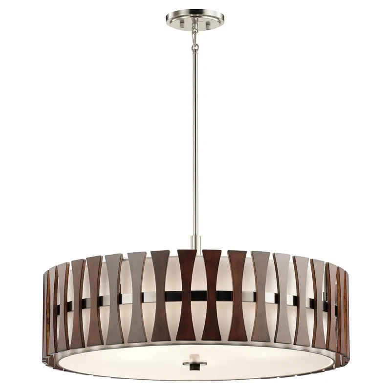 Cirus 5 Light 30 inch Auburn Stained Pendant/Semi Flush Ceiling Light Buy Online