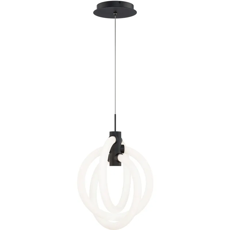 Knot LED 16.38 inch Black Pendant Ceiling Light in 3000K, dweLED Top Rated