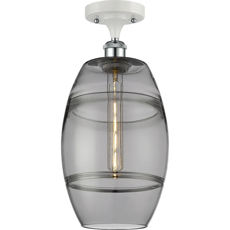 Ballston Vaz 1 Light 8 inch White Polished Chrome Semi-Flush Mount Ceiling Light Direct From Factory