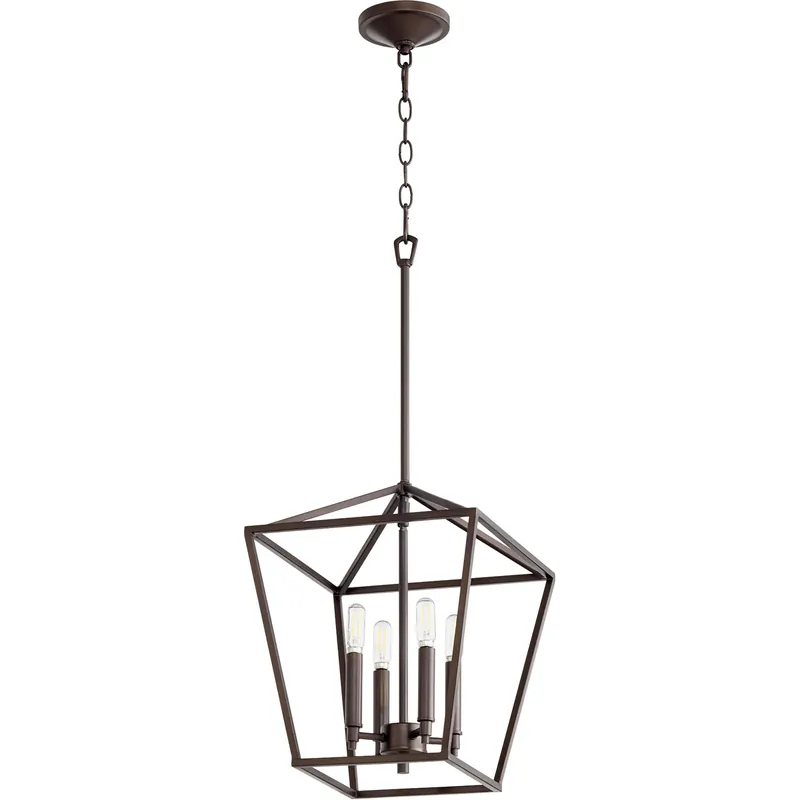 Gabriel 4 Light 12.5 inch Oiled Bronze Mini Chandelier Ceiling Light, Quorum Home Modern