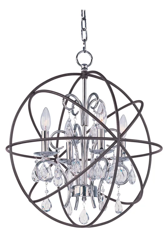 Next Day Delivery Orbit 4 Light 19 inch Anthracite/Polished Nickel Chandelier Ceiling Light in Anthracite and Polished Nickel, Candelabra