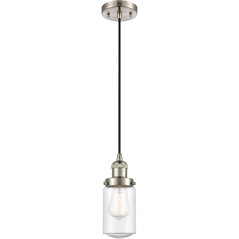 Don’t Miss Out Franklin Restoration Dover LED 5 inch Brushed Satin Nickel Mini Pendant Ceiling Light in Seedy Glass, Franklin Restoration