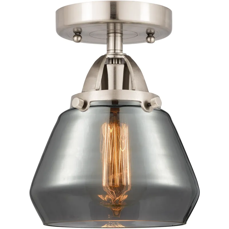 Nouveau 2 Fulton LED 6.75 inch Brushed Satin Nickel Semi-Flush Mount Ceiling Light in Plated Smoke Glass Hassle-Free Returns