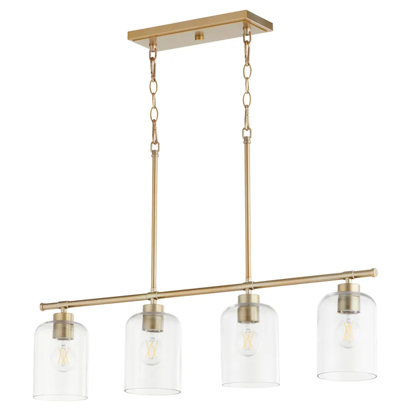 Tribute 4 Light 35 inch Aged Brass Linear Pendant Ceiling Light Special Offer