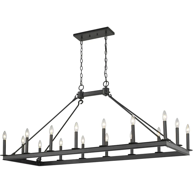Flash Sale Barclay 16 Light 56 inch Matte Black Linear Chandelier Ceiling Light