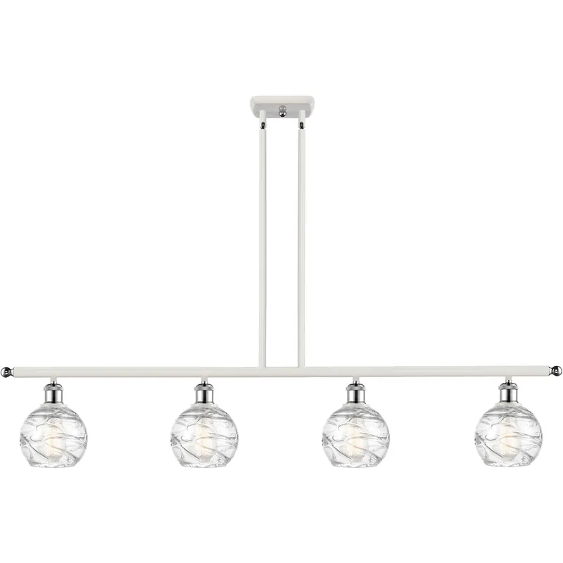 Ballston Small Deco Swirl 4 Light 46 inch White and Polished Chrome Island Light Ceiling Light, Ballston Special Offer