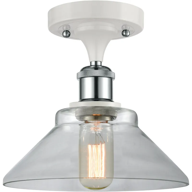 No Minimum Order Ballston Orwell LED 8 inch White and Polished Chrome Semi-Flush Mount Ceiling Light in Clear Glass, Ballston