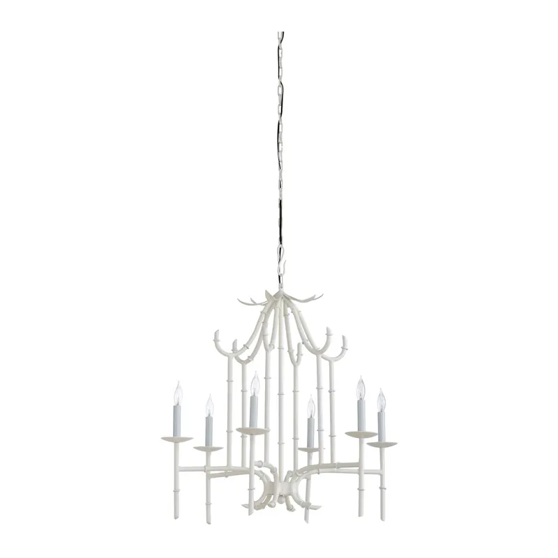 Handmade Wildwood 6 Light 27 inch White Diamond Chandelier Ceiling Light