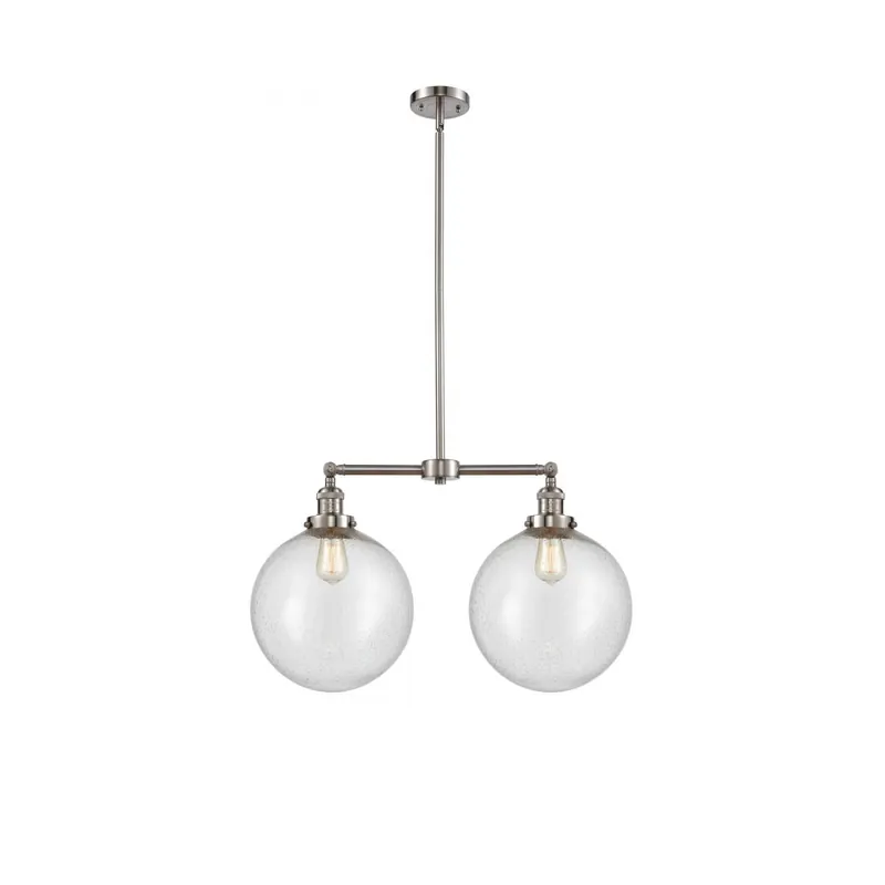 Secure Checkout Franklin Restoration XX-Large Beacon LED 27 inch Brushed Satin Nickel Chandelier Ceiling Light in Seedy Glass, Franklin Restoration