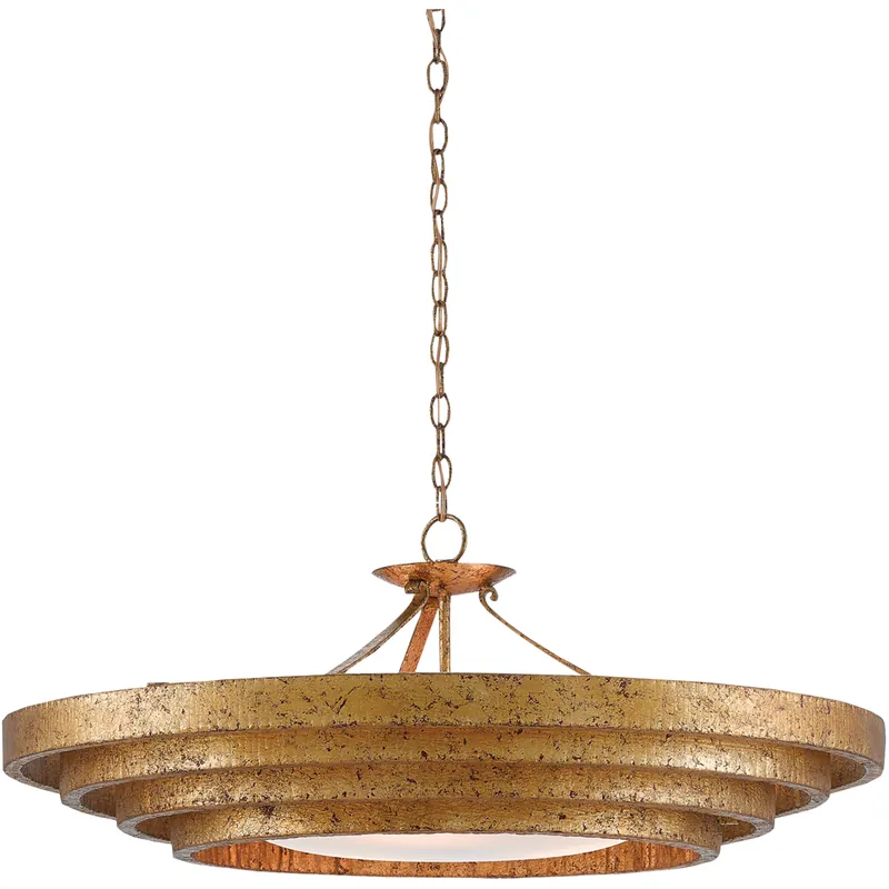 Belle 3 Light 36 inch Gold Leaf Chandelier Ceiling Light, Bunny Williams Collection Same Day Shipping