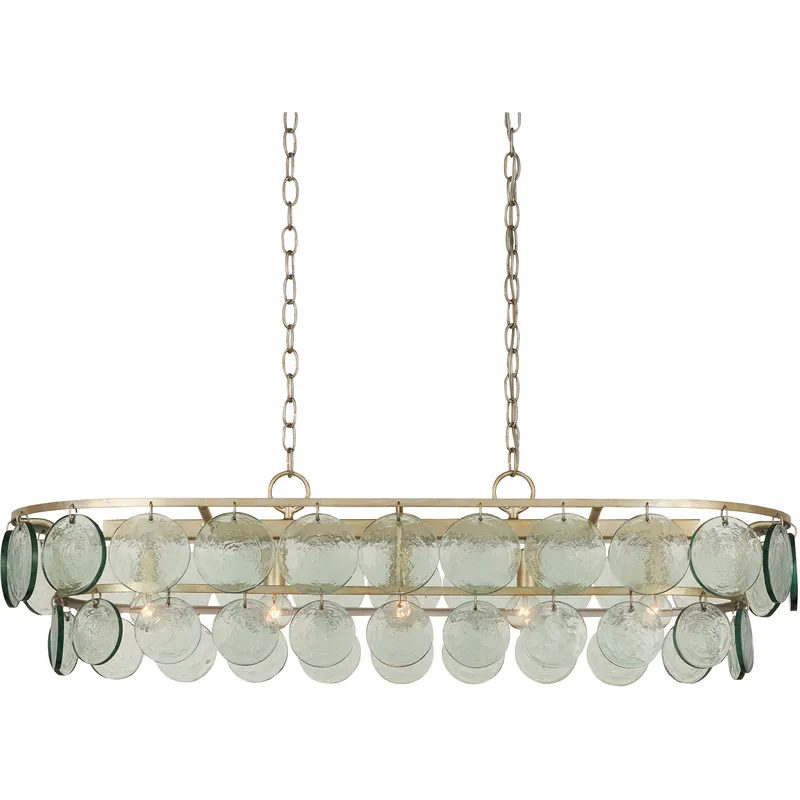 High Quality Settat 5 Light 40.25 inch Silver Leaf and Clear Chandelier Ceiling Light