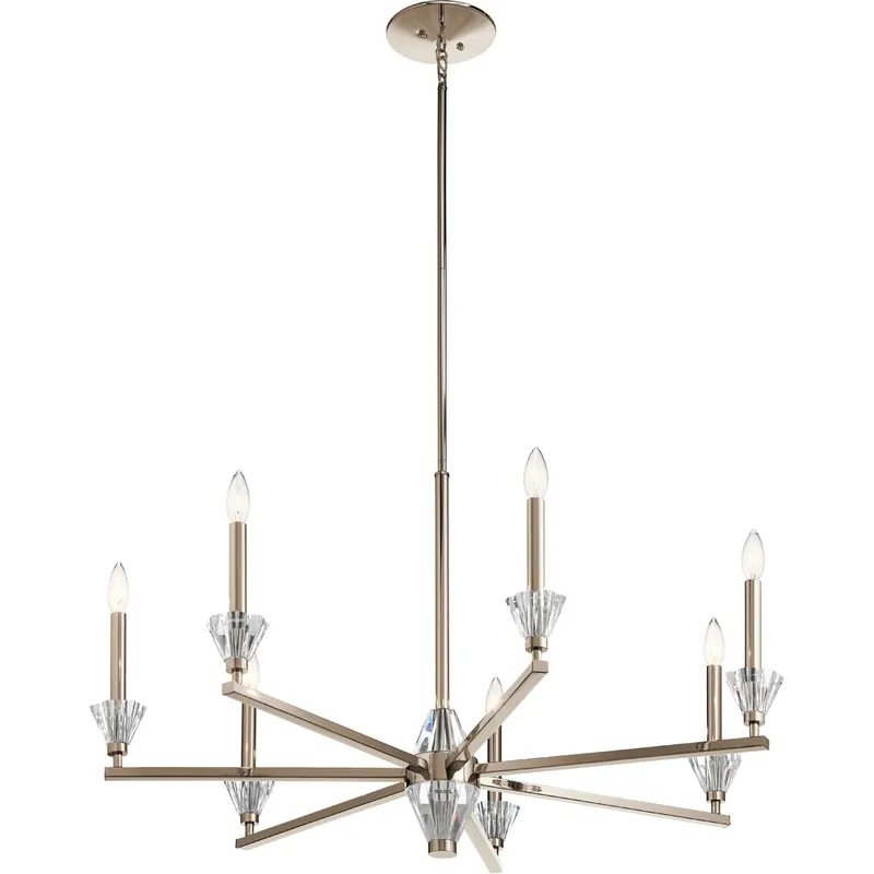 Wholesale Calyssa 7 Light 37 inch Polished Nickel Chandelier 1 Tier Large Ceiling Light, Large
