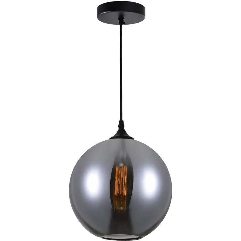 Glass 1 Light 10 inch Black Down Mini Pendant Ceiling Light in Smoke While Supplies Last